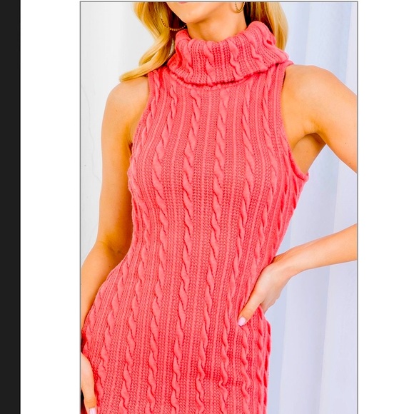 🎉Clearance NEW COZY ROSE TURTLE NECKLINE KNITTED BODYCON -Medium - Picture 2 of 5